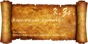 Kapronczai Zsanett névjegykártya